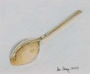 Drawing demo of a copper spoon